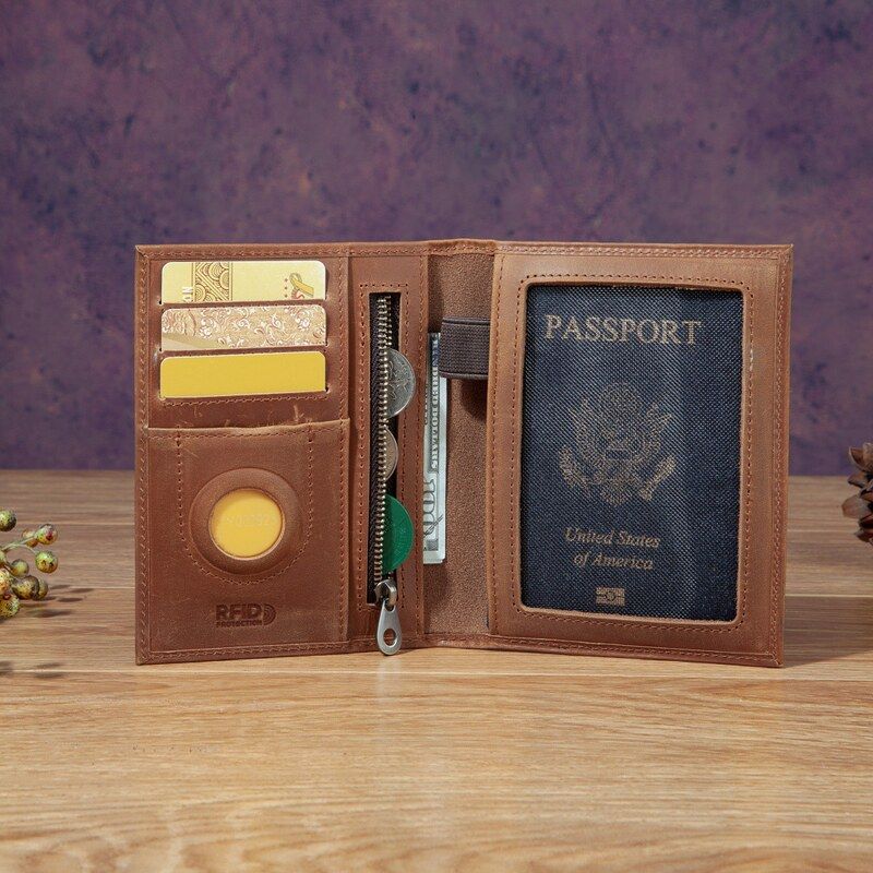 Travel Accessories Rfid - Şık Unisex Mad Deri Pasaportluk Çok