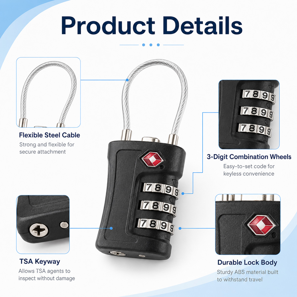 TSA Onaylı Bagaj Kilidi 3 Hane - Cable Lock Combination incelemesi ve fiyatı